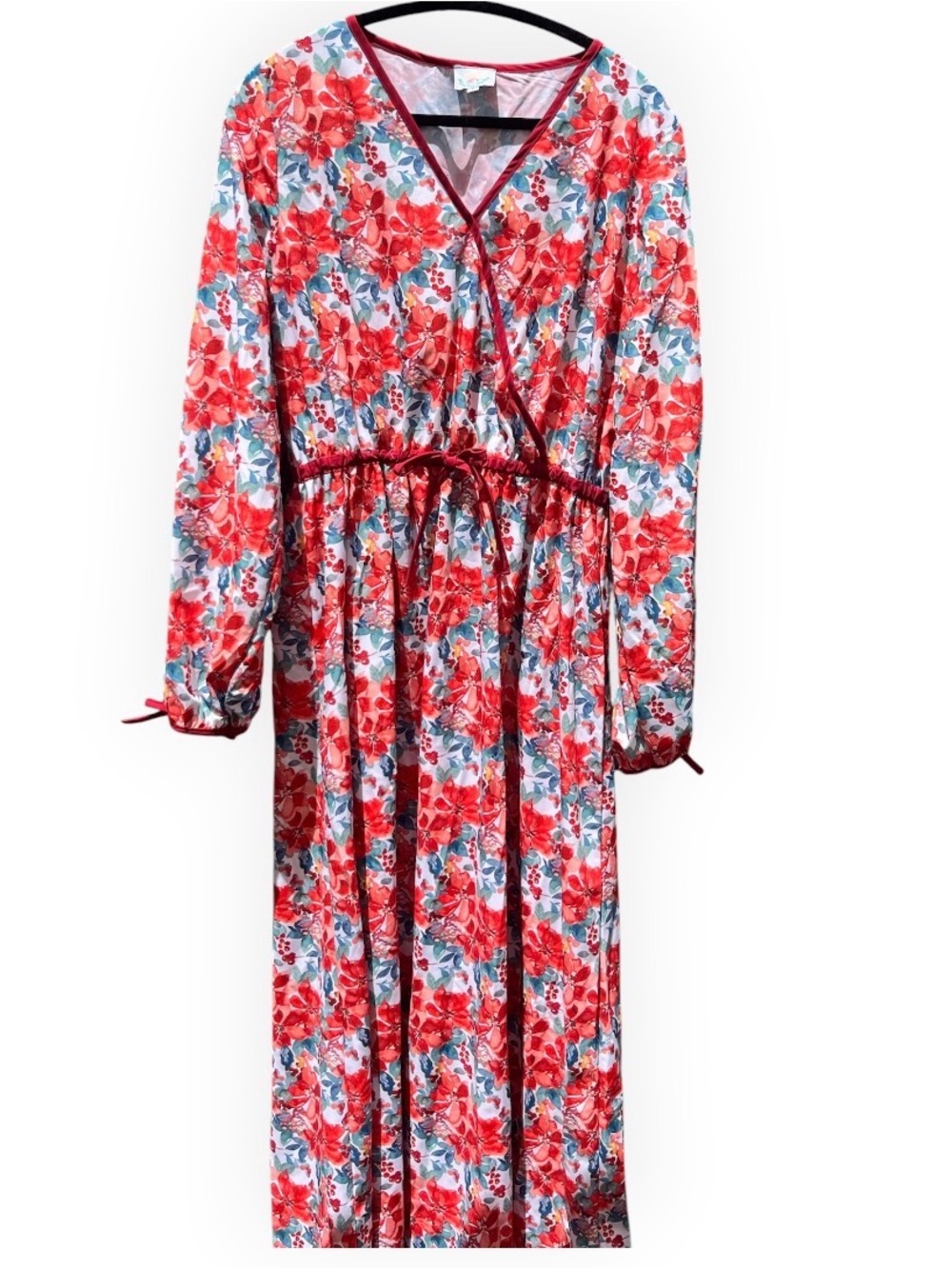 Vintage Inspired Floral Smock Maxi Dress – Size Large Dress